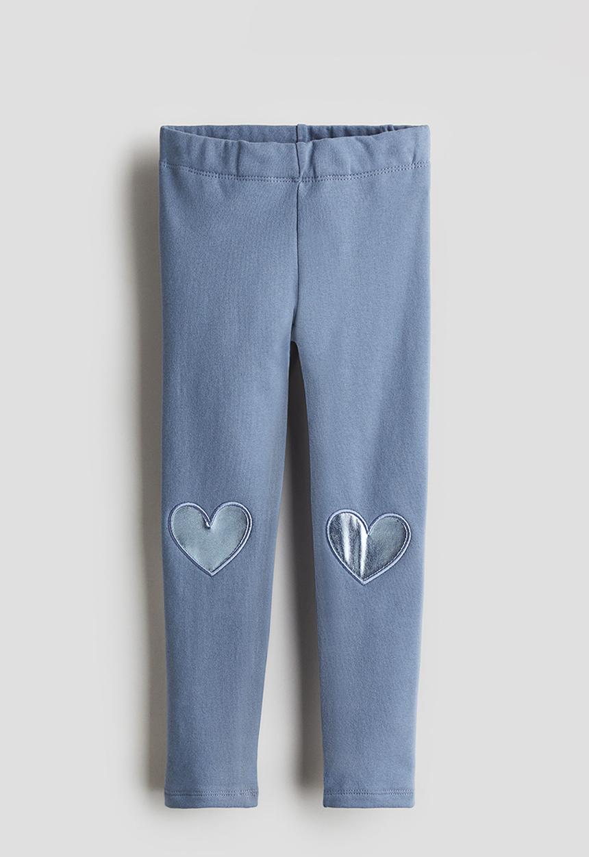 H&M - Leggings - light dusty blue hearts 