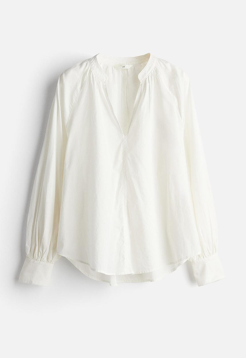 H&M - Balloon-sleeved blouse - white