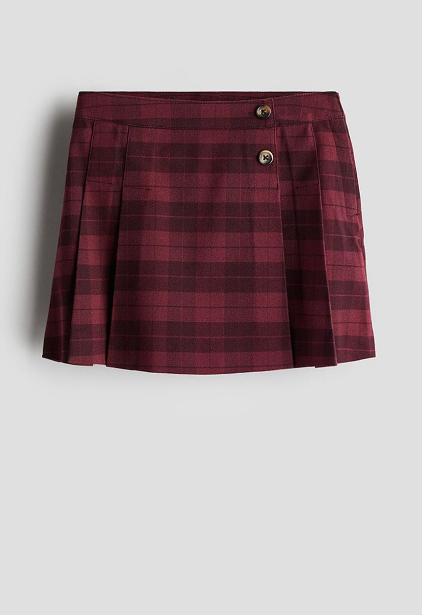 H&M - Pleated skirt - dark red checked