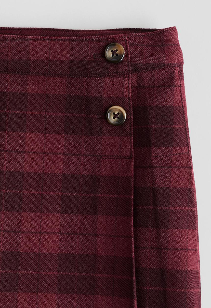 H&M - Pleated skirt - dark red checked