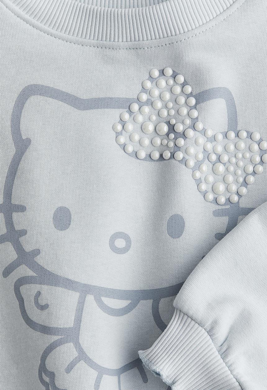H&M - Motif-detail sweatshirt - light blue/hello kitty
