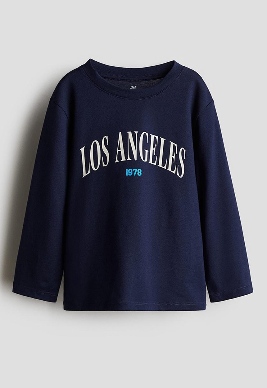 H&M - Printed jersey top - navy blue/los angeles