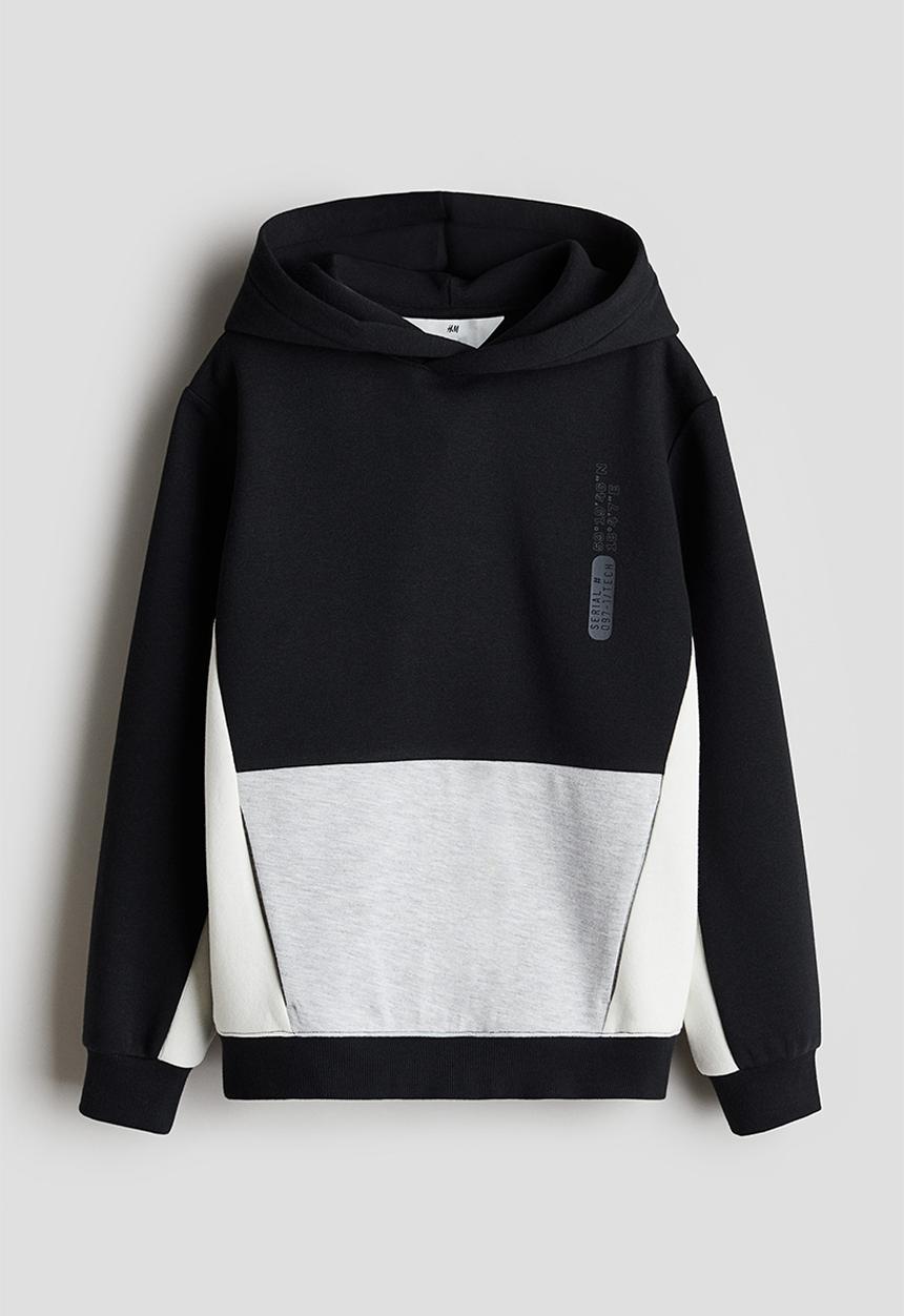 H&M - Block-coloured hoodie - black block-coloured