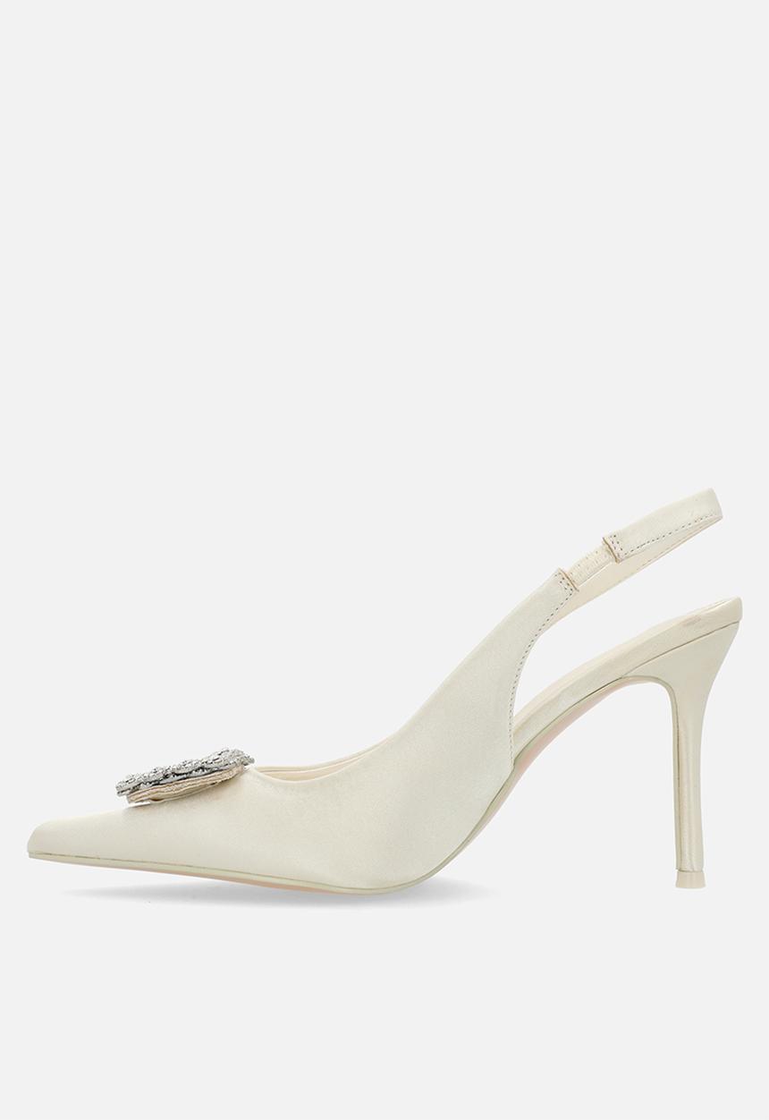 Public Desire - Flint slingback - ivory white satin