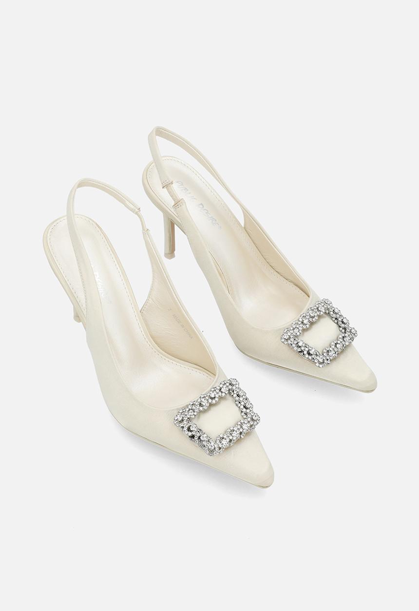 Public Desire - Flint slingback - ivory white satin