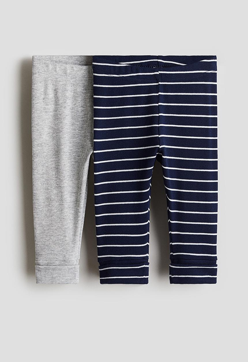 H&M - 2 pack adjustable-fit leggings - dark blue striped