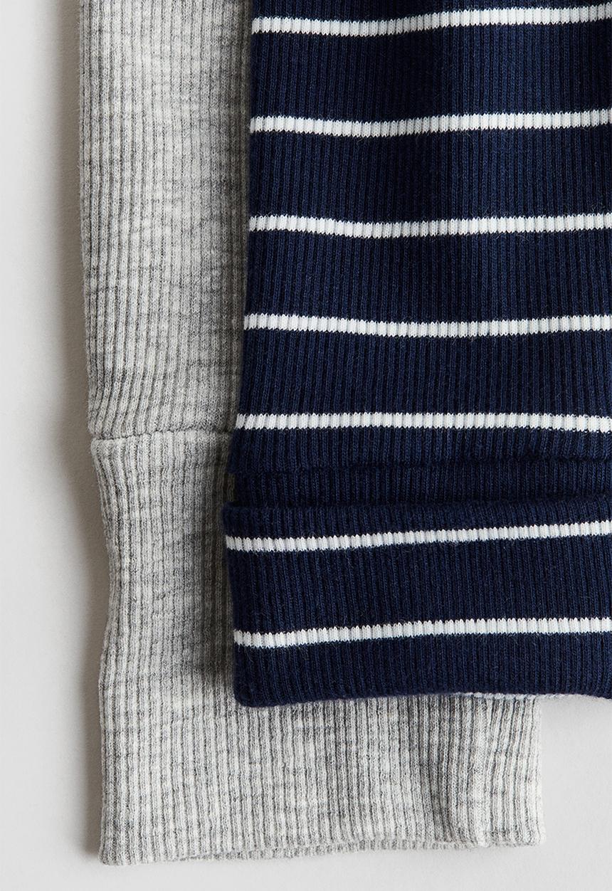 H&M - 2 pack adjustable-fit leggings - dark blue striped