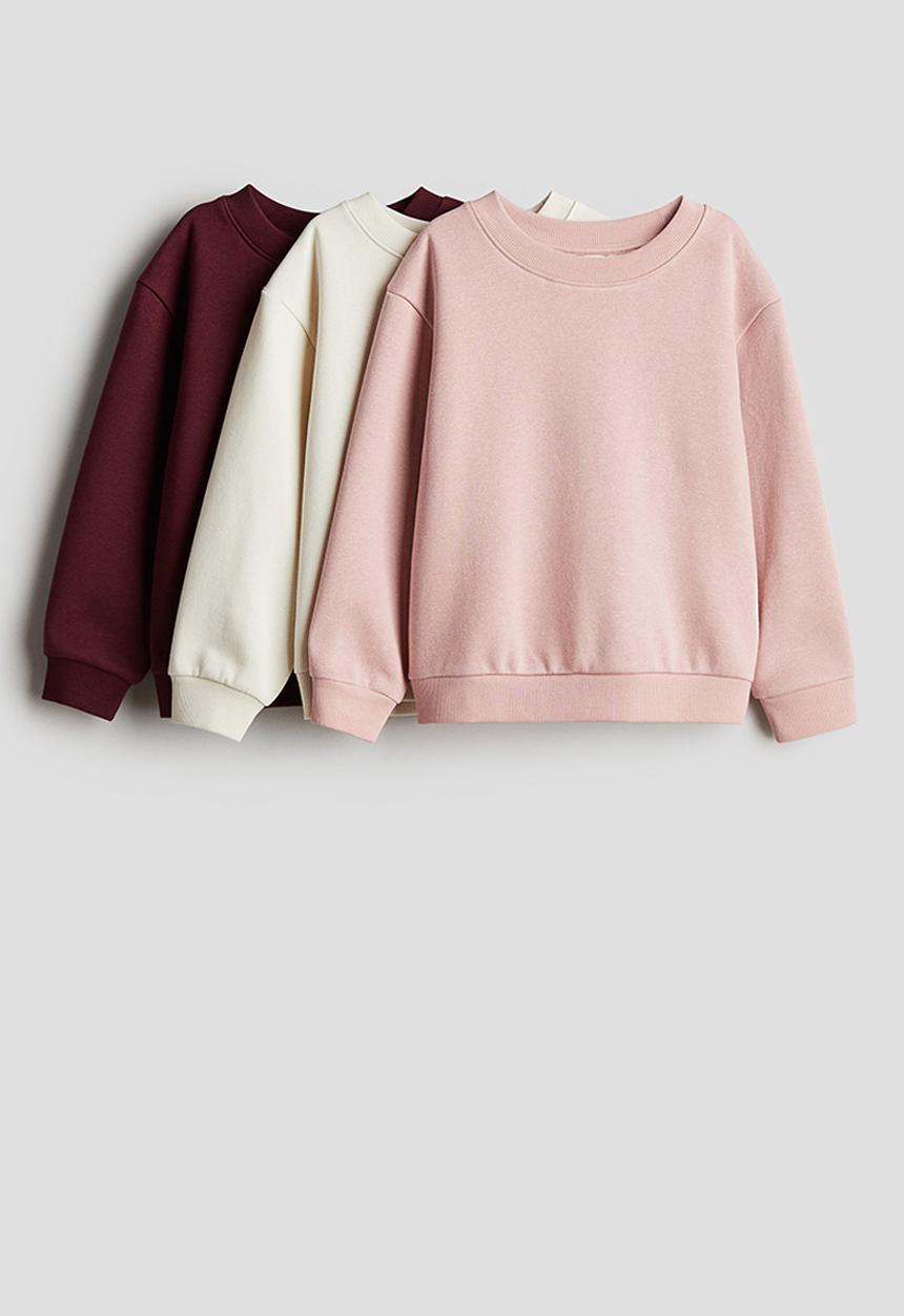 H&M - 3 pack brushed-inside sweatshirts - light pink & light beige