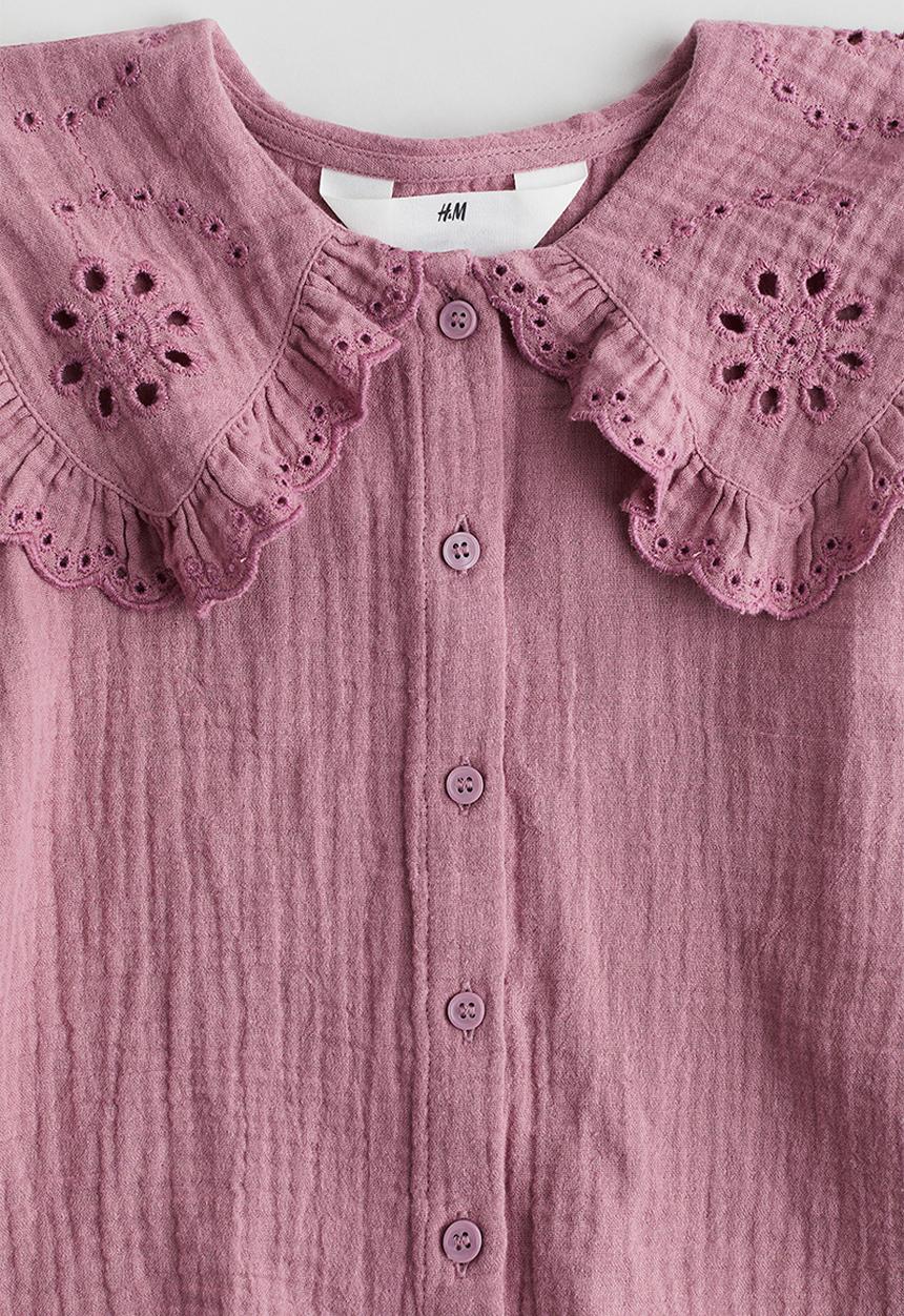 H&M - Collared cotton blouse - mauve