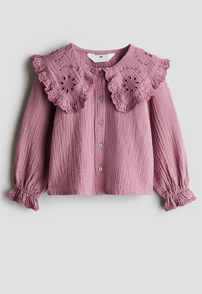 H&M - Collared cotton blouse - mauve
