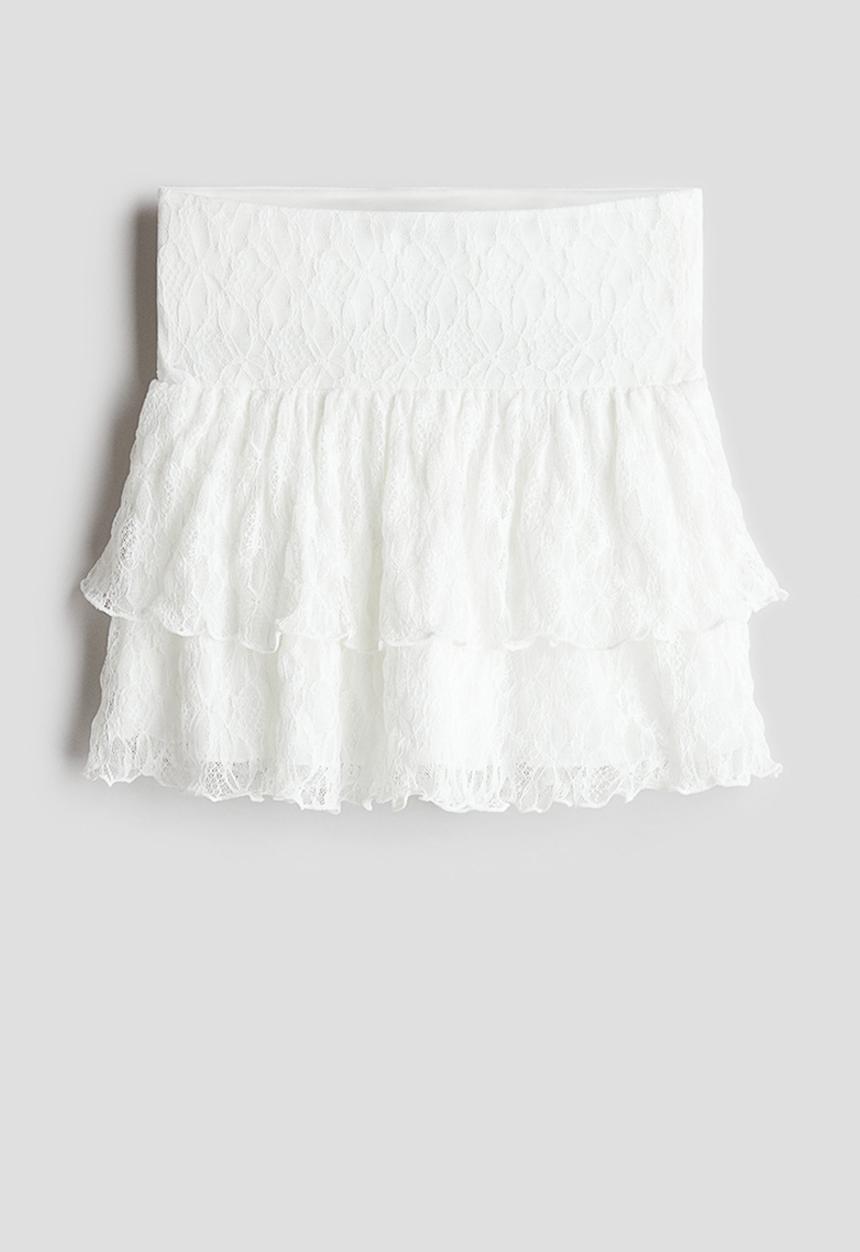 H&M - Tiered lace skirt - white