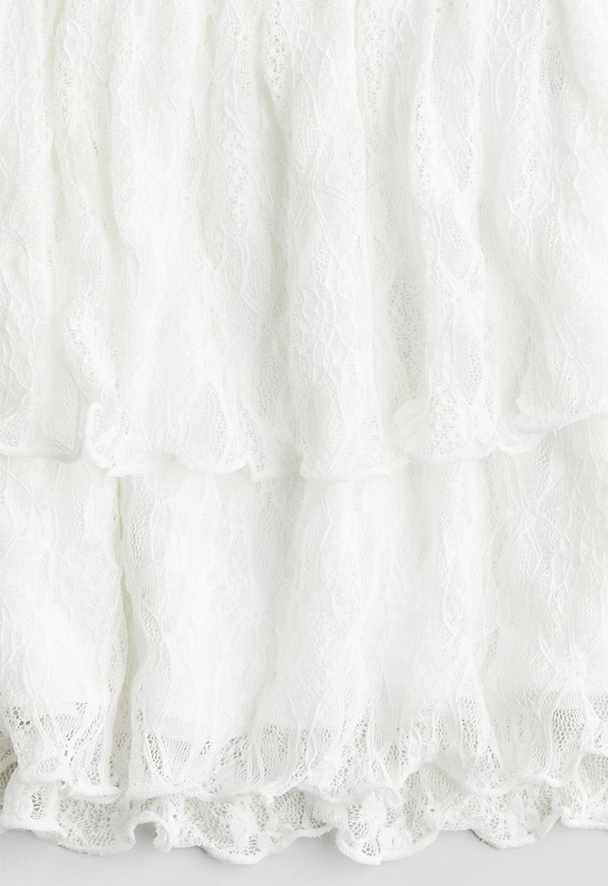 H&M - Tiered lace skirt - white