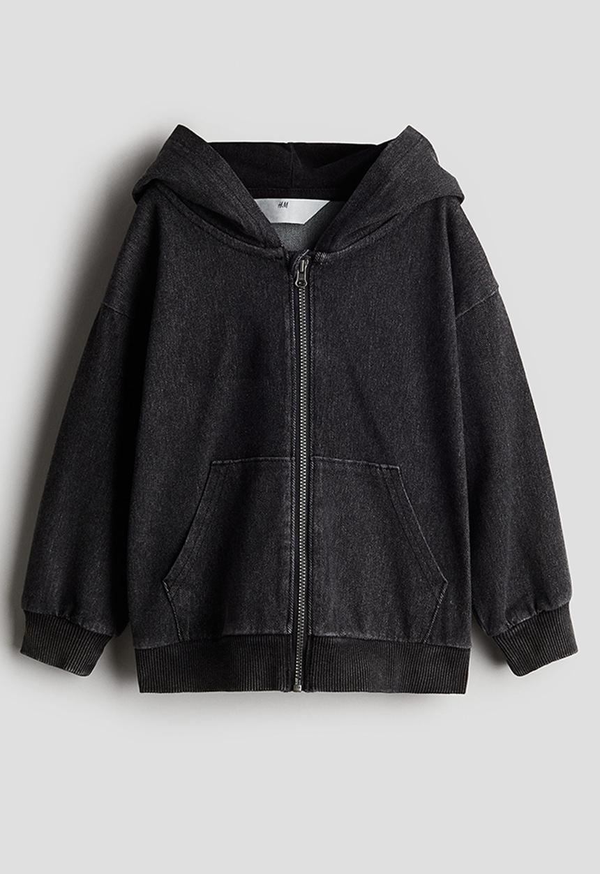 H&M - Zip-through twill hoodie - dark grey
