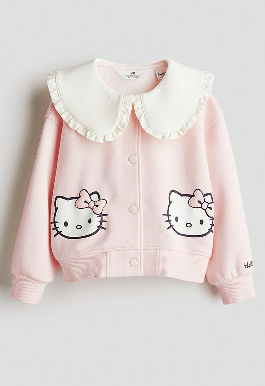 H&M - Printed sweatshirt cardigan - light pink/hello kitty 