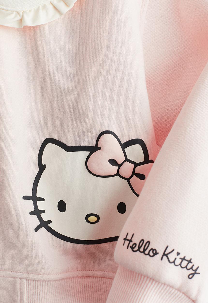 H&M - Printed sweatshirt cardigan - light pink/hello kitty 