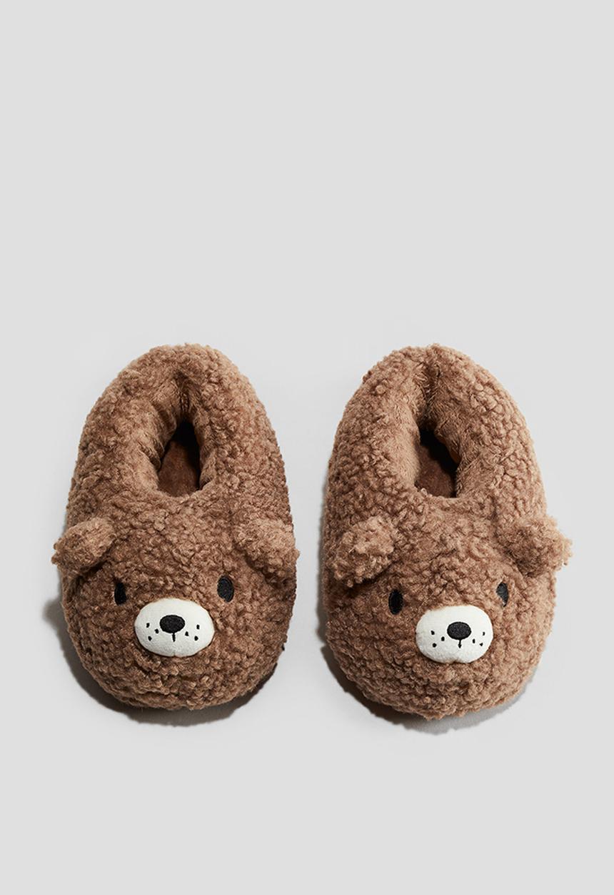 H&M - Teddy slippers - brown & teddy bear