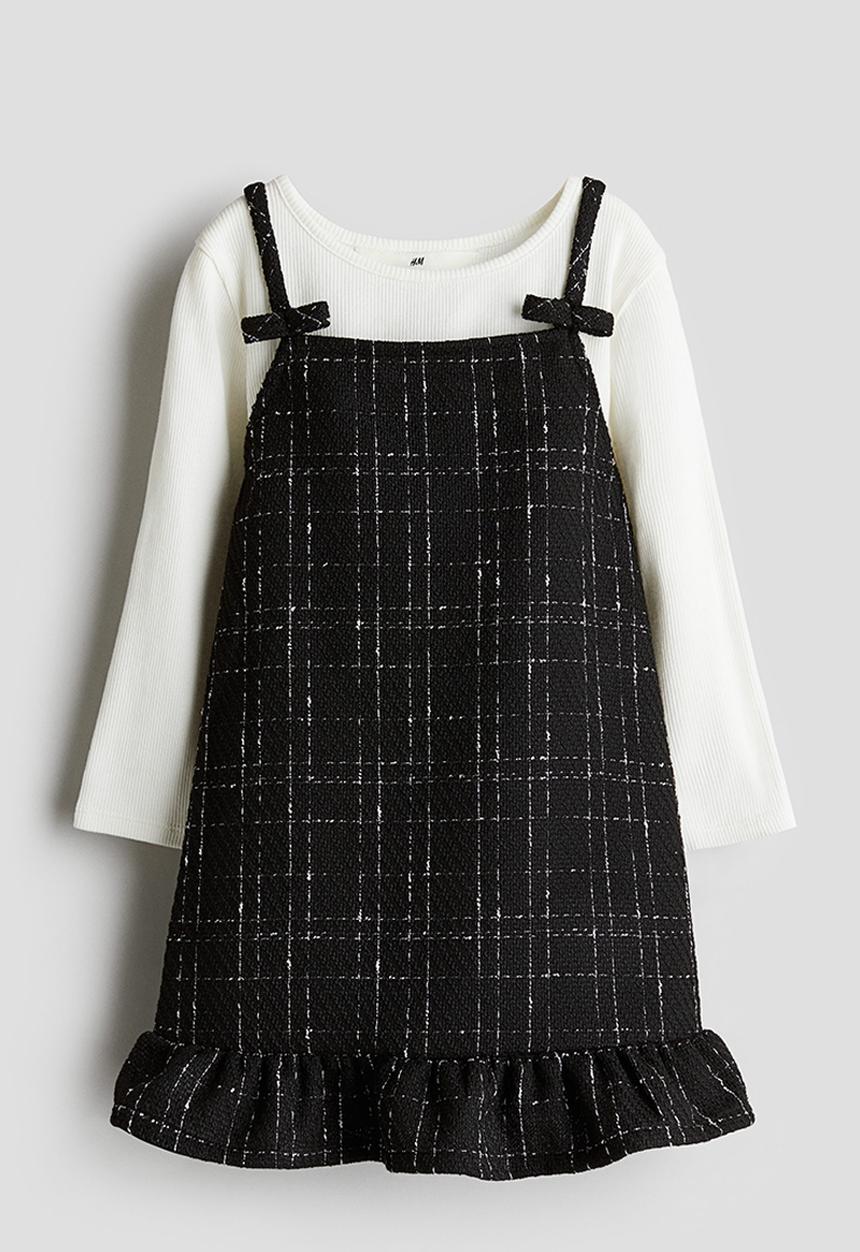 H&M - 2-Piece dress and top set - black & white checked 