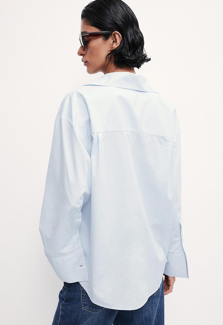 H&M - Striped cotton shirt - light blue 