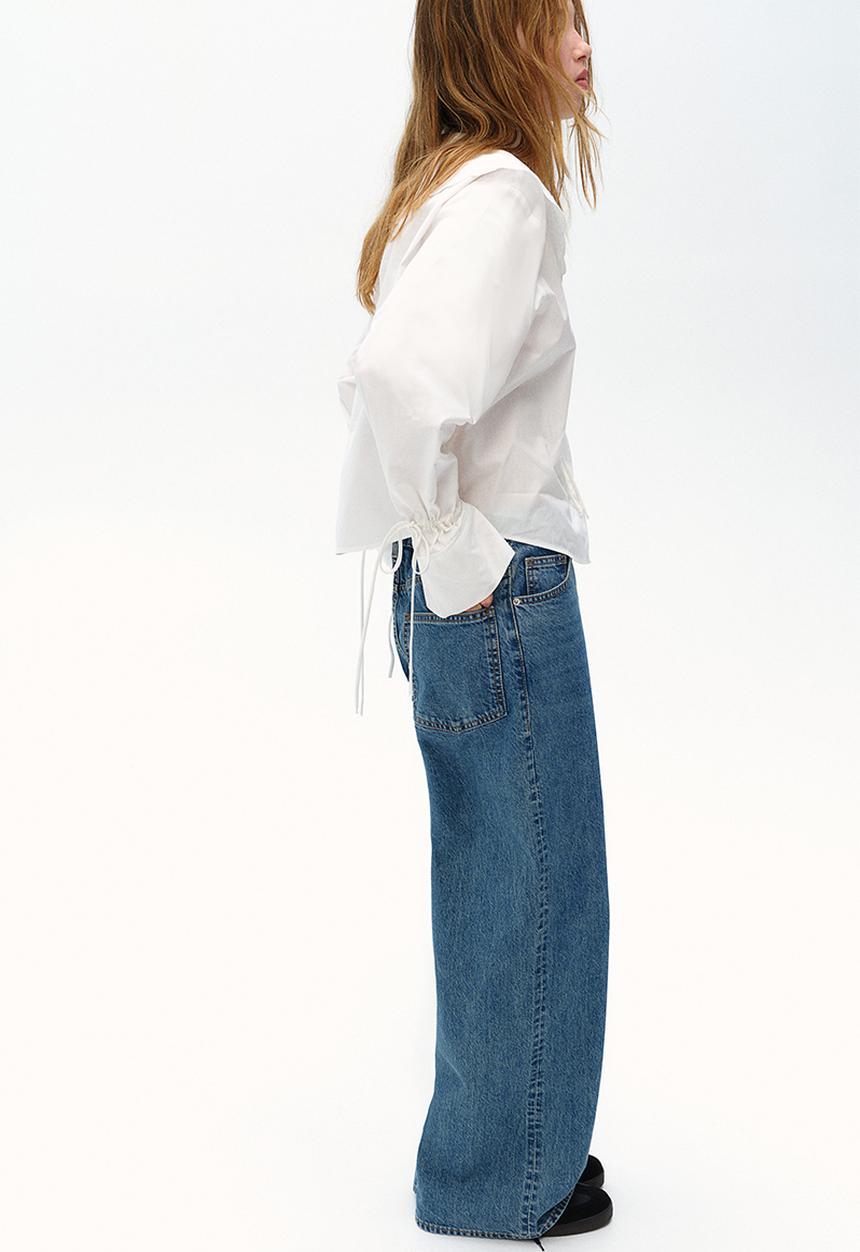 H&M - Broderie anglaise-detail poplin blouse - white