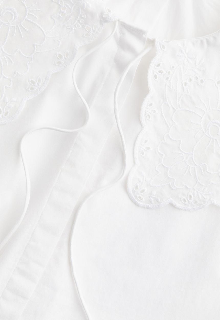 H&M - Broderie anglaise-detail poplin blouse - white