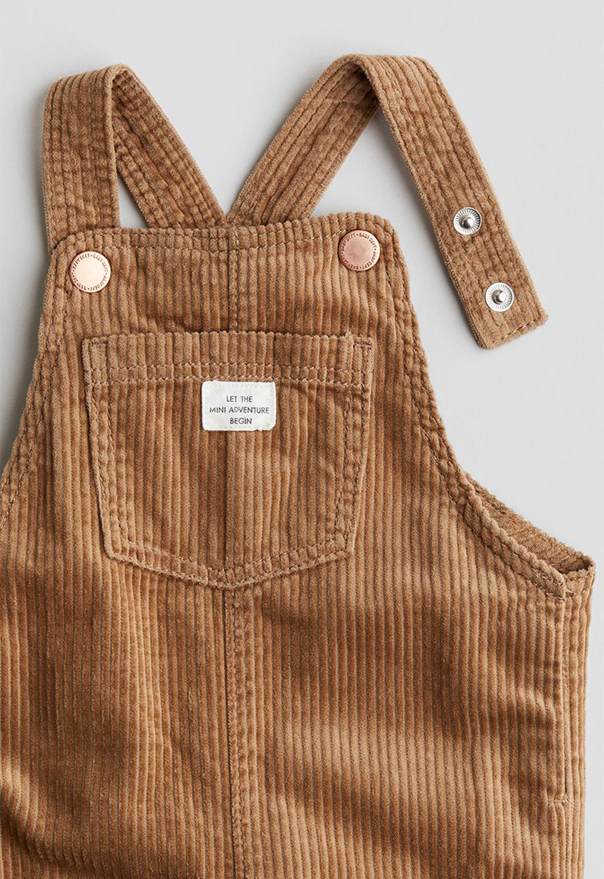 H&M - 2-piece top and dungarees set - beige,white