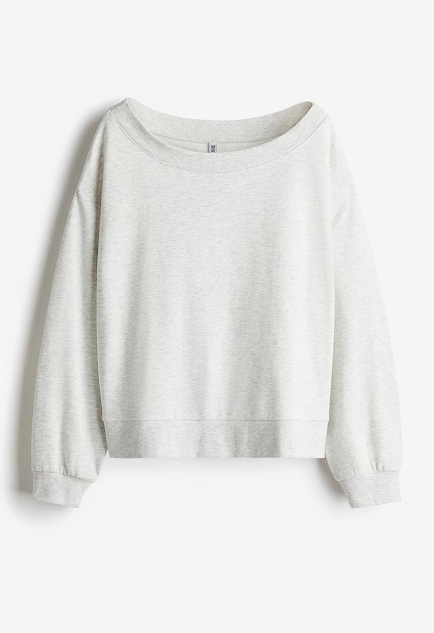 H&M - Off-the-shoulder sweatshirt - light grey marl