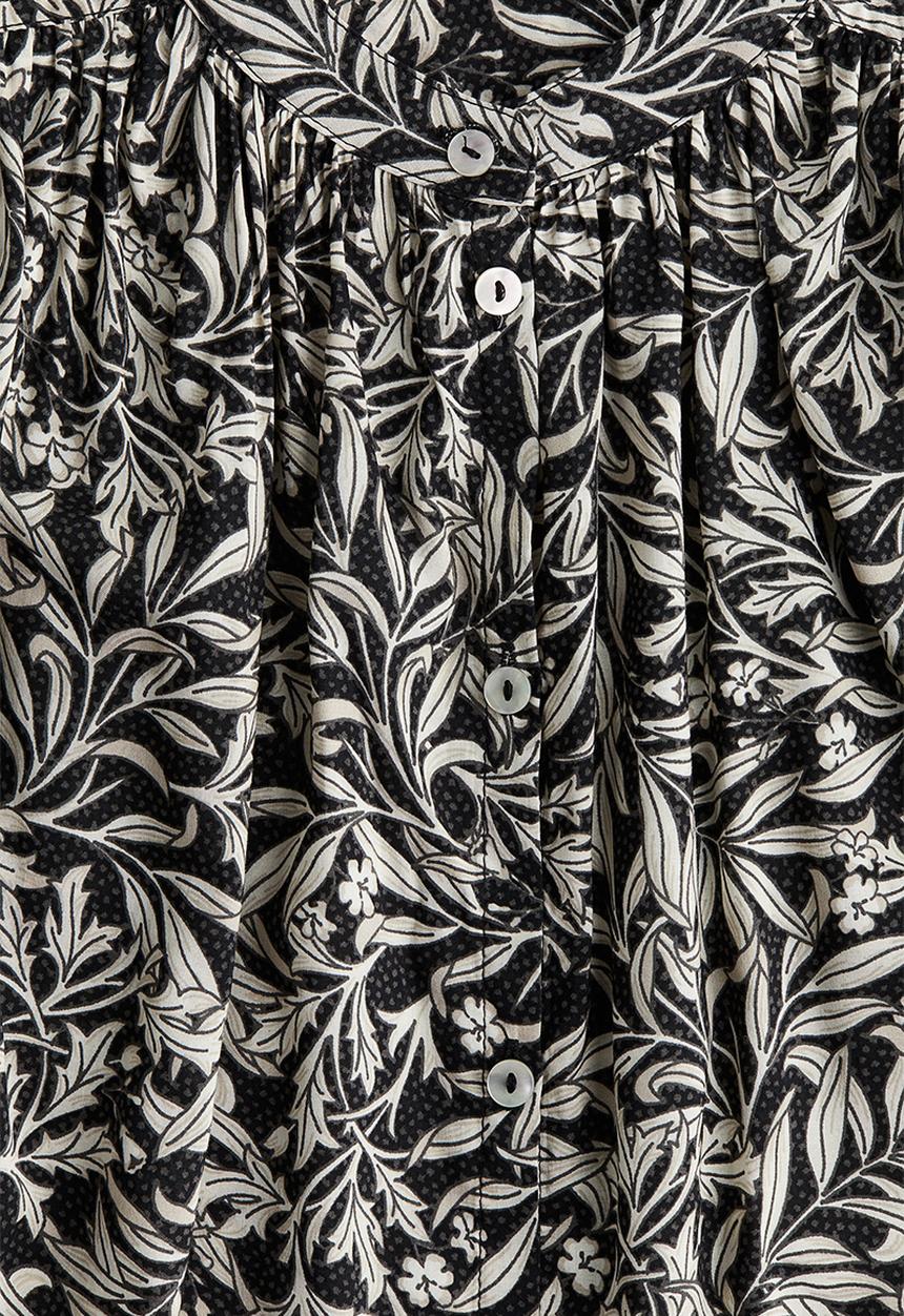 H&M - Balloon-sleeved blouse - black & patterned