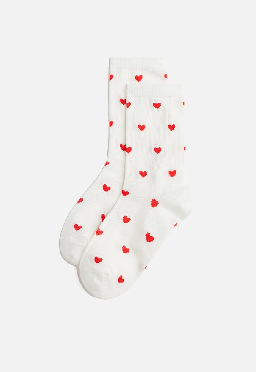 H&M - 5 pack socks - white hearts