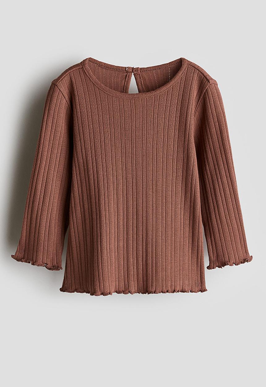 H&M - Ribbed jersey top - brown