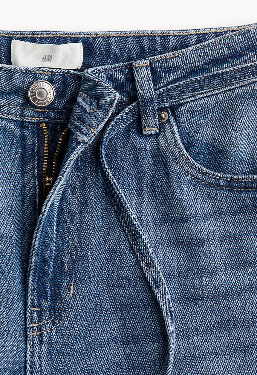 H&M - Wide tie-belt jeans - denim blue