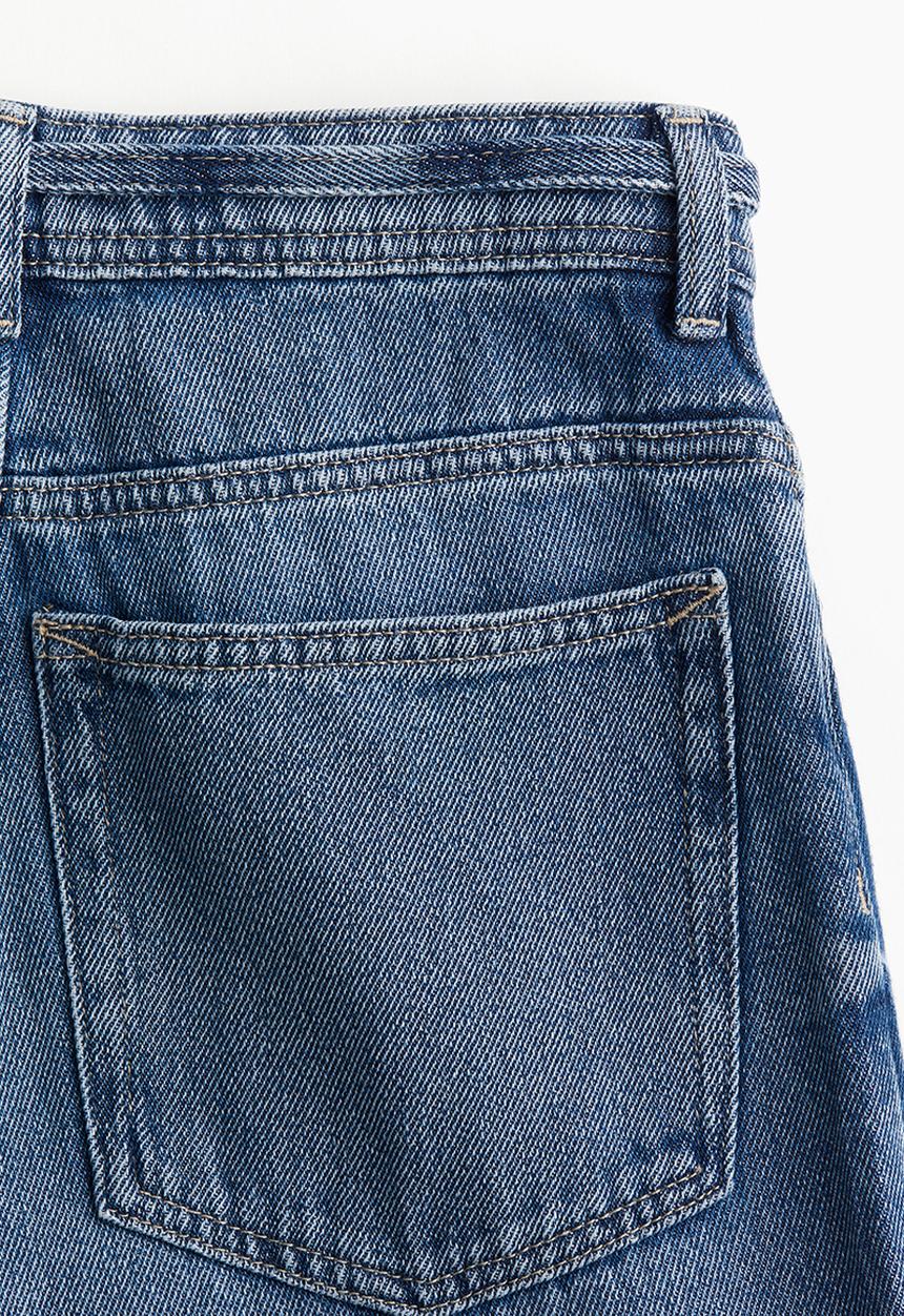 H&M - Wide tie-belt jeans - denim blue