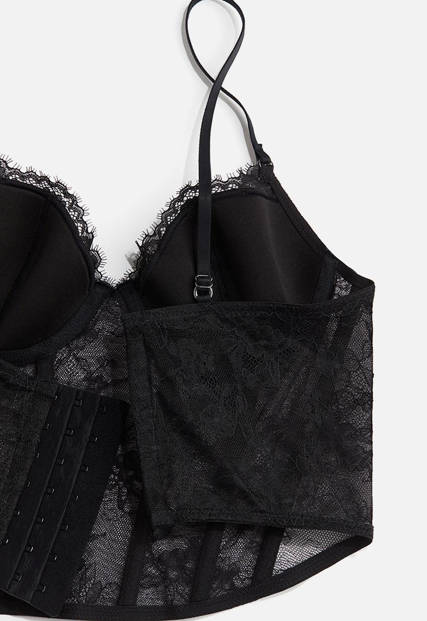 H&M - Padded-cup lace bustier - black
