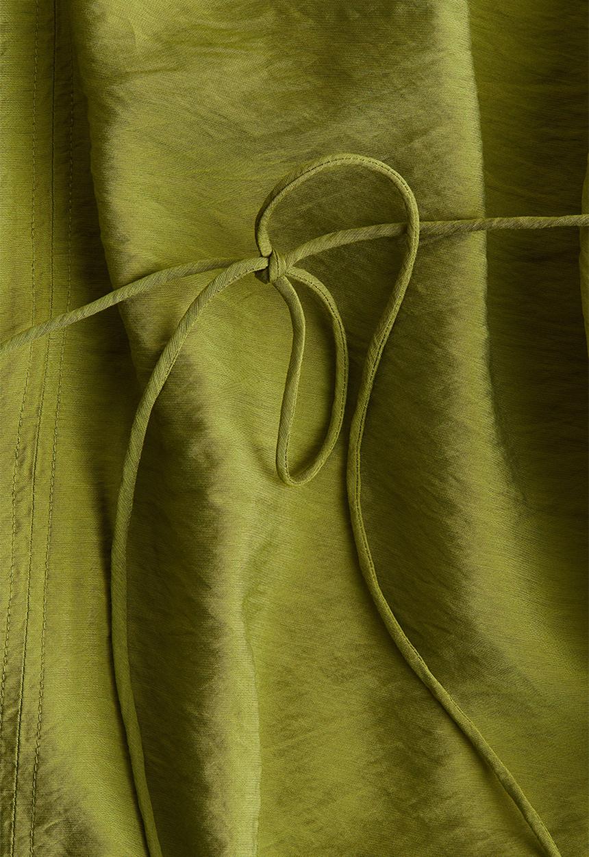 H&M - Voluminous tie-belt dress - olive green