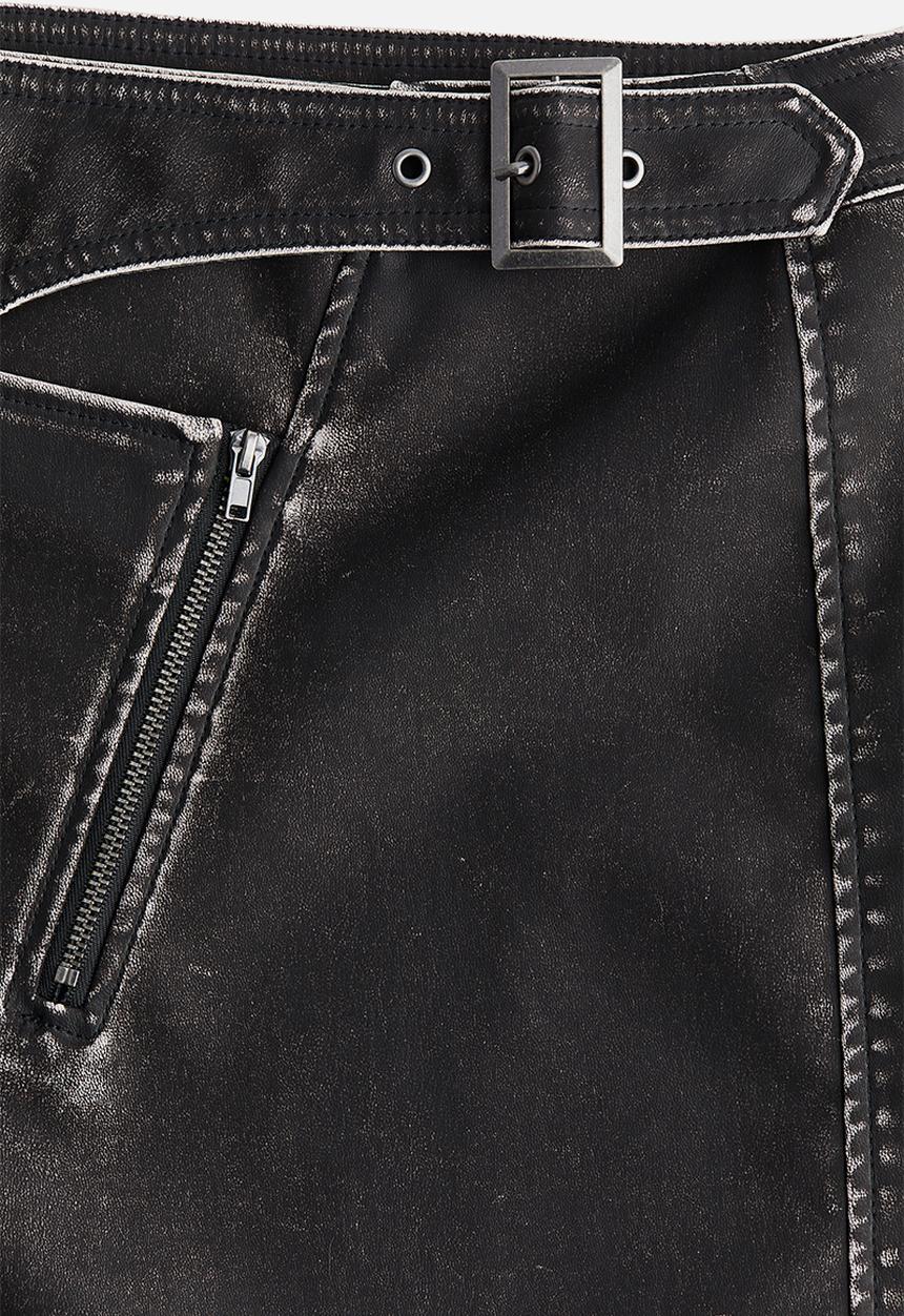 H&M - Buckle-detail mini skirt - dark grey