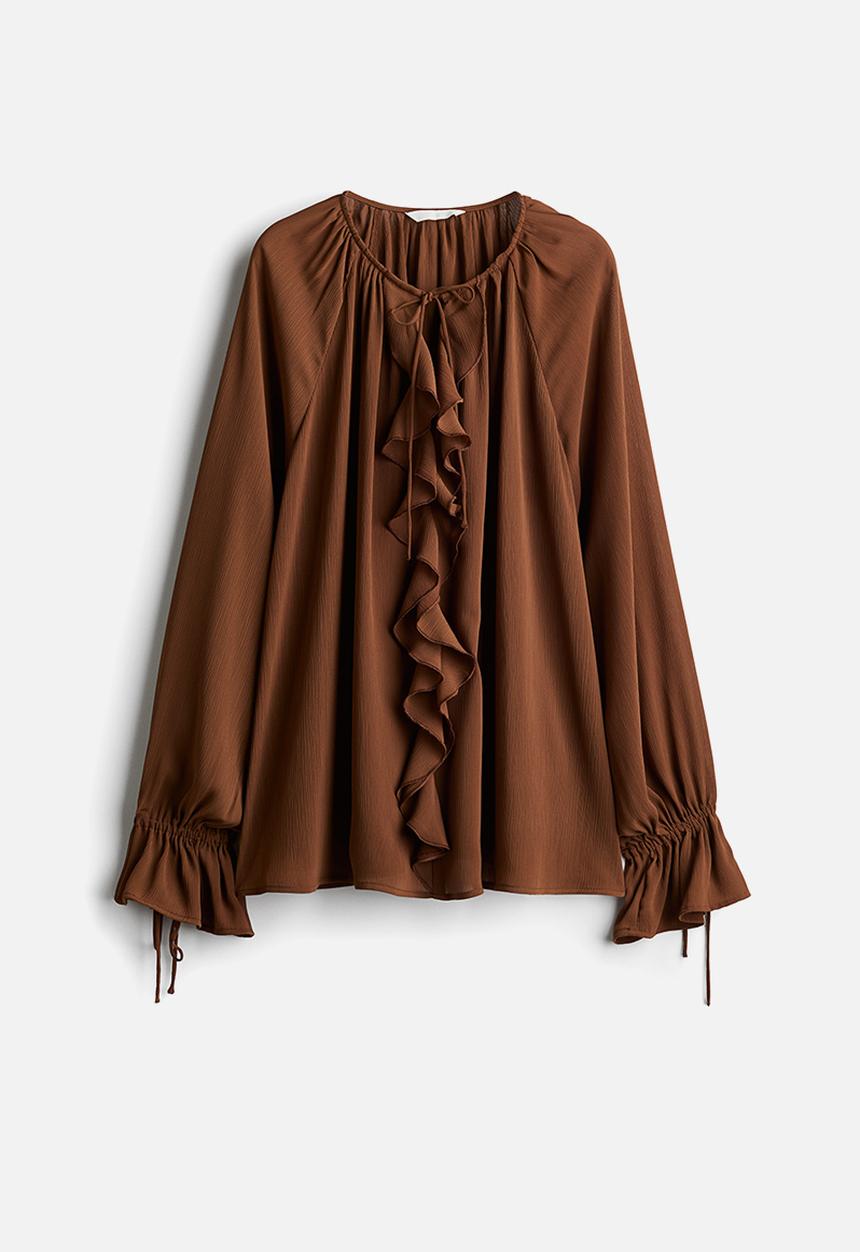 H&M - Frilled blouse - brown