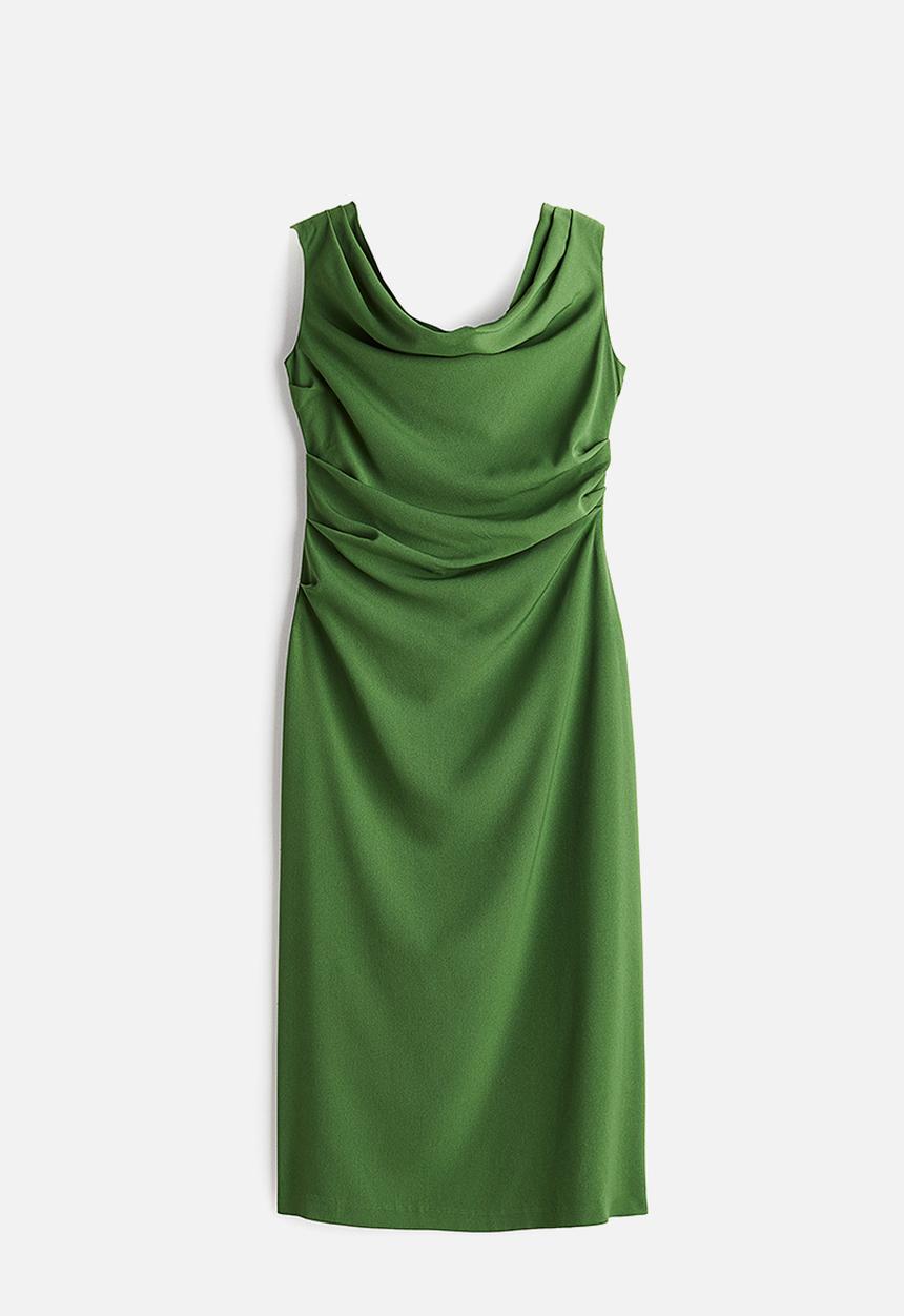 H&M - Draped one-shoulder dress - green