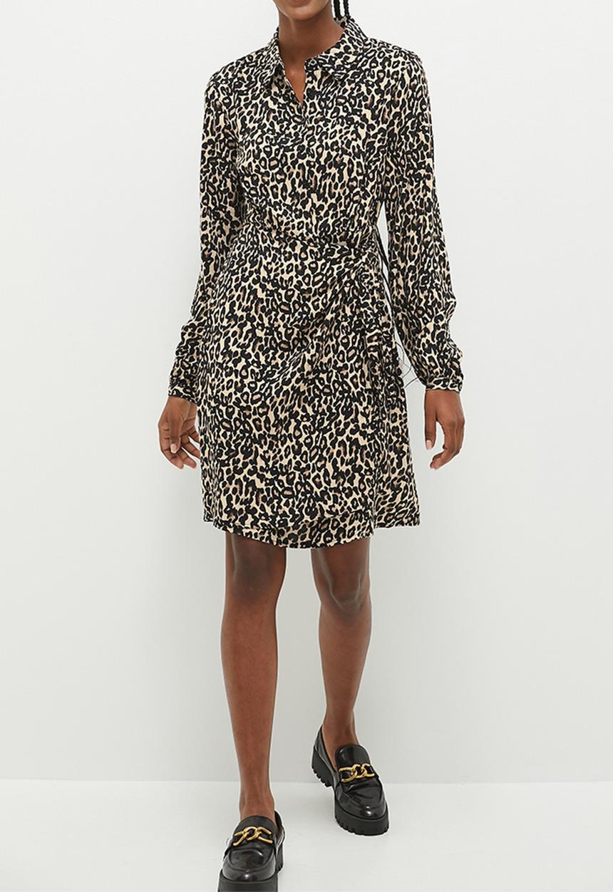 Stella Morgan - Animal Printed Shirt Dress - Beige