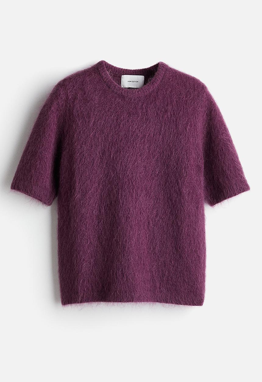 H&M - Mohair-blend knitted top - plum