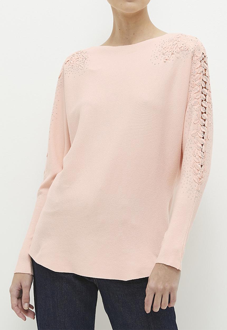 Stella Morgan - Leafy Lace Shoulder Inset Jersey - Pink