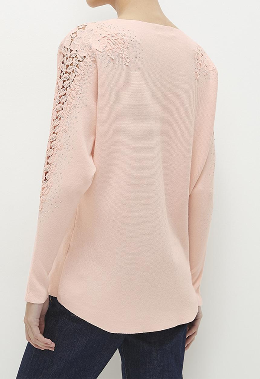 Stella Morgan - Leafy Lace Shoulder Inset Jersey - Pink