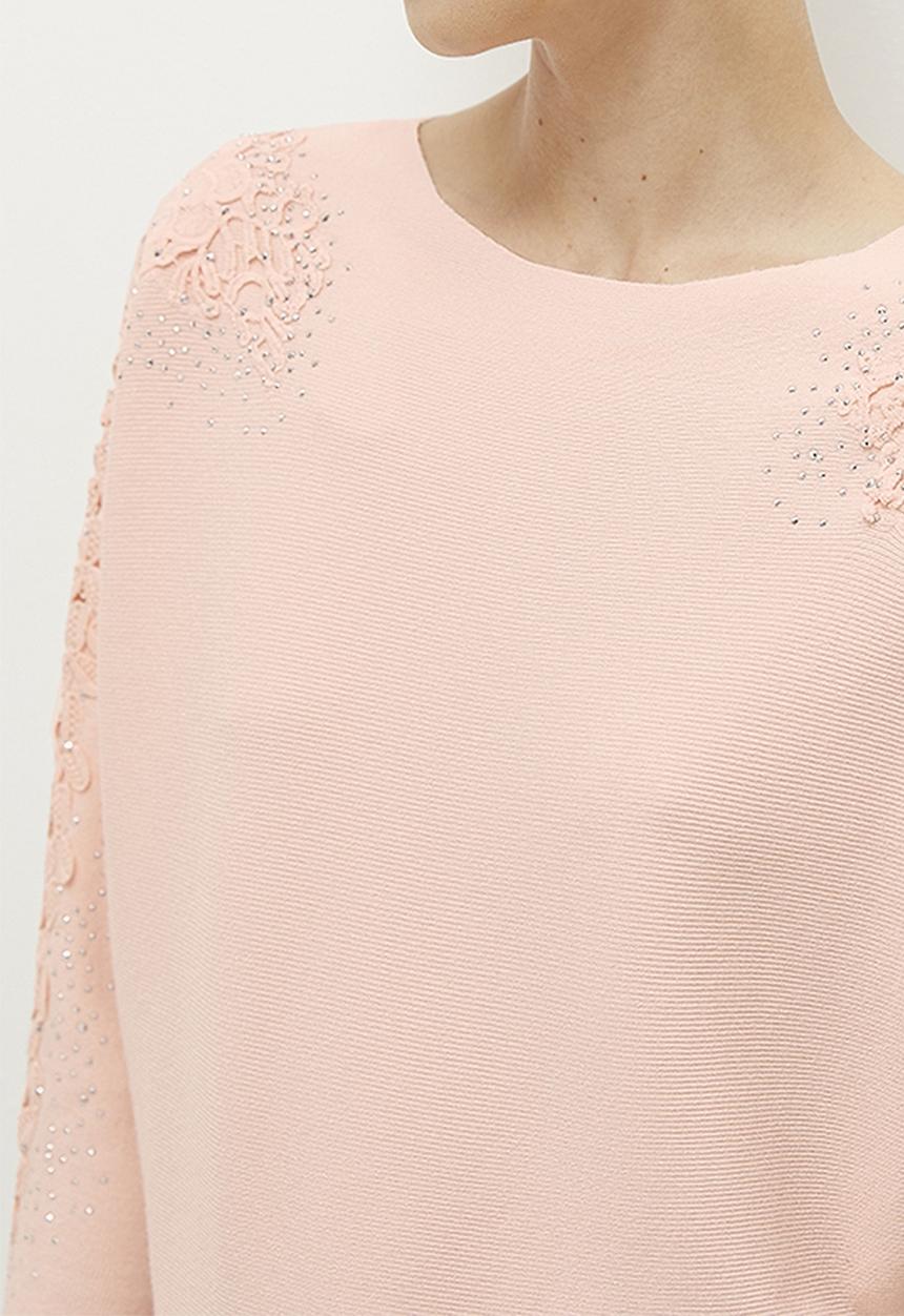 Stella Morgan - Leafy Lace Shoulder Inset Jersey - Pink