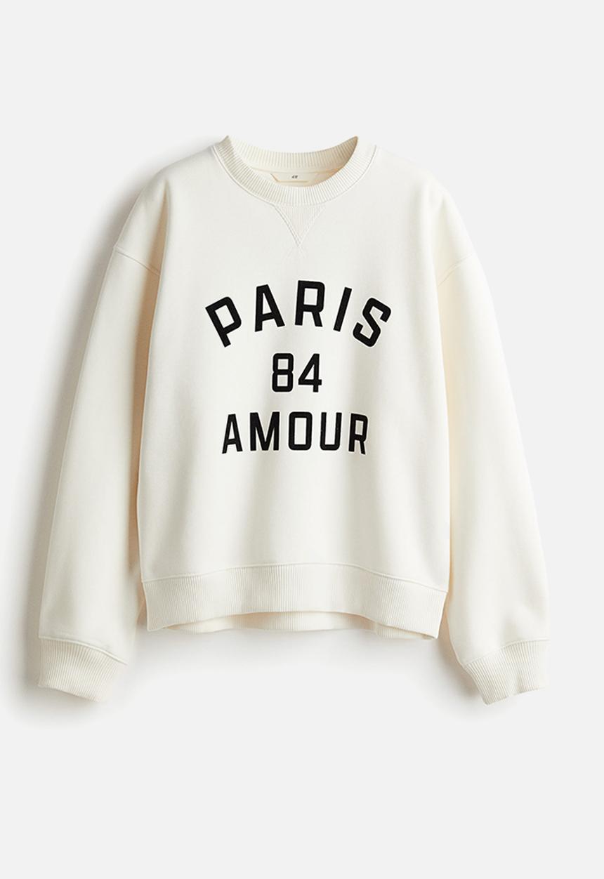 H&M - Motif-detail sweatshirt - cream paris