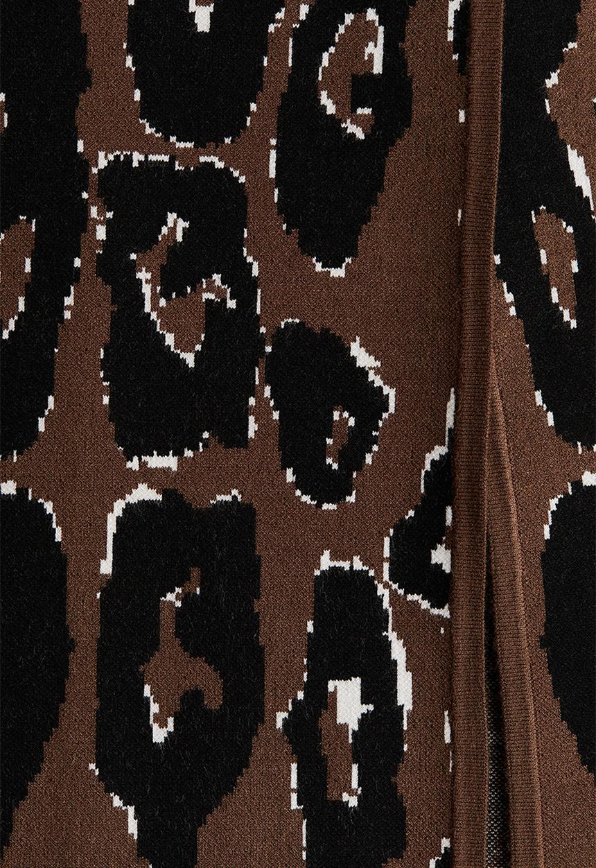 H&M - Fine-knit pencil skirt - brown leopard print