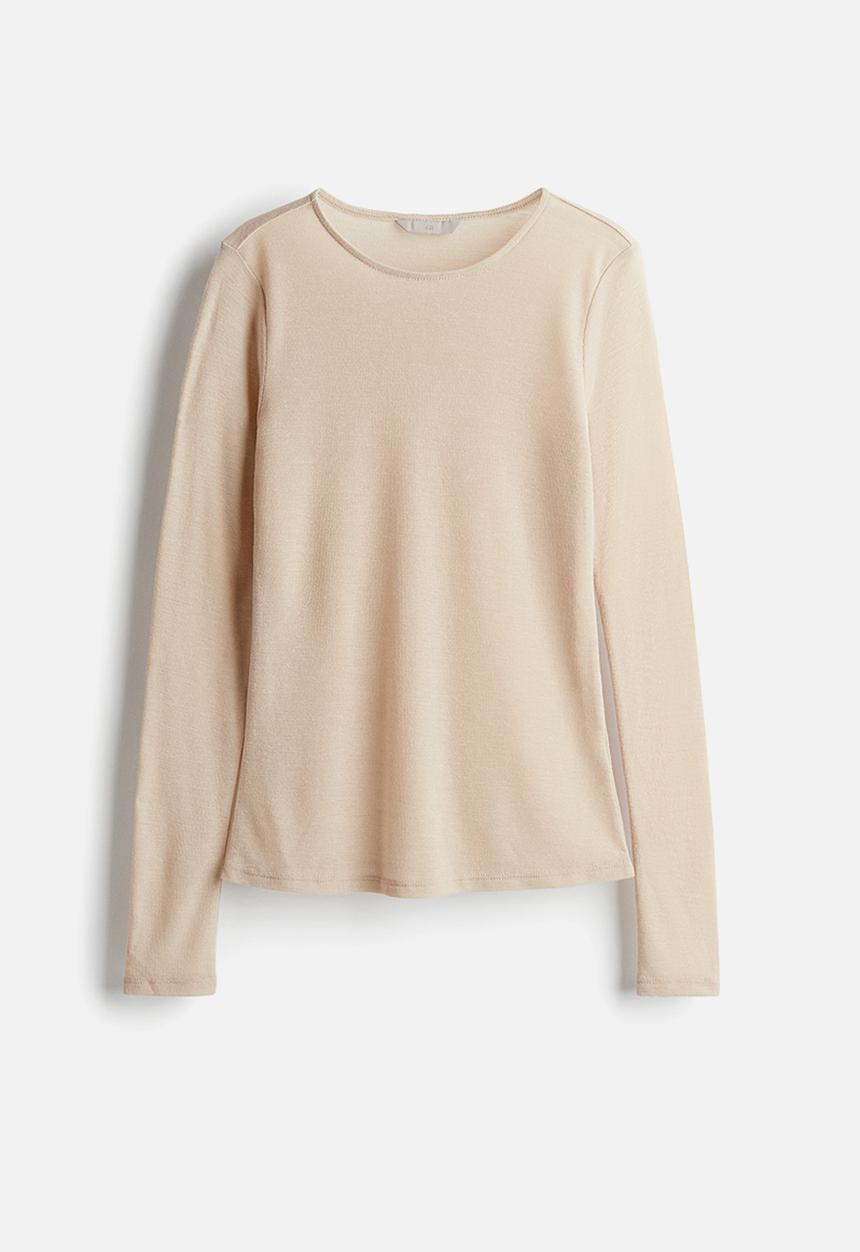 H&M - Sheer jersey top - light beige