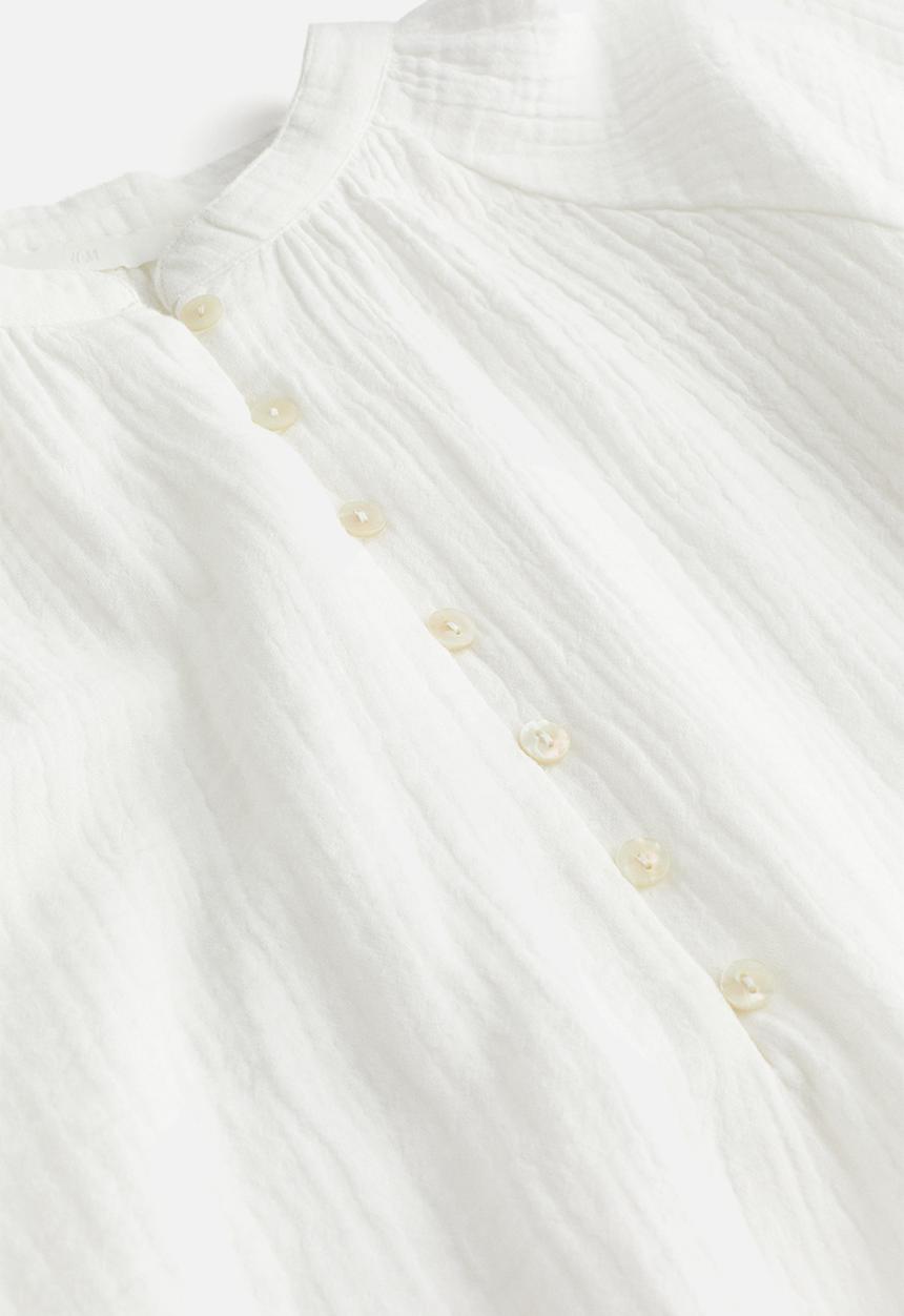 H&M - Balloon-sleeved muslin blouse - white