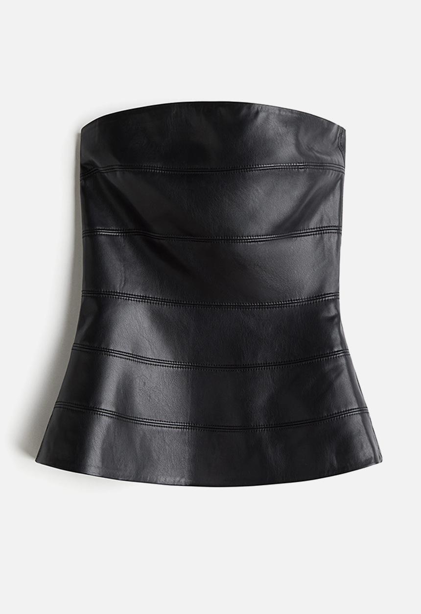 H&M - Coated bandeau top - black