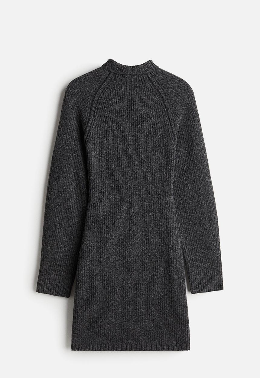 H&M - Rib-knit turtleneck dress - dark grey marl 