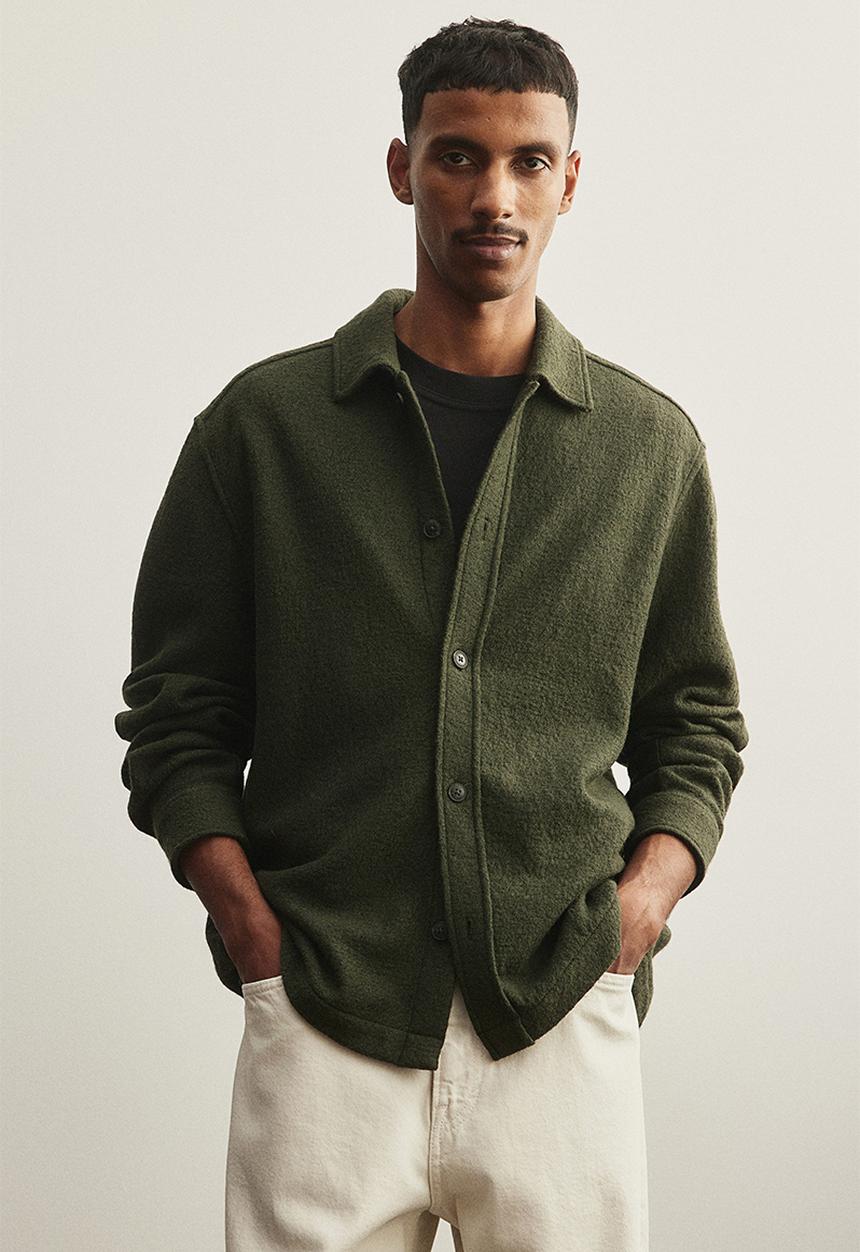 H&M - Regular fit wool-blend overshirt - green