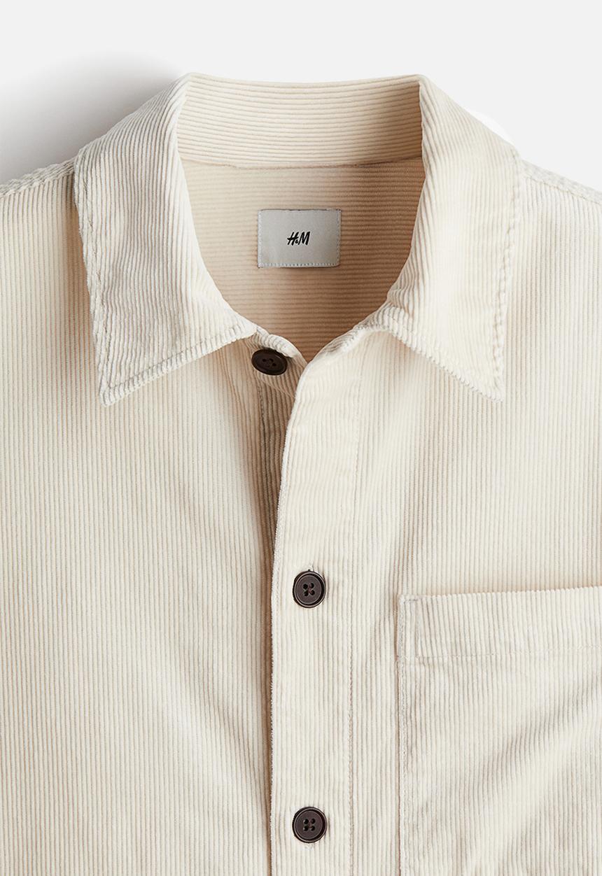 H&M - Regular fit corduroy overshirt - light beige 