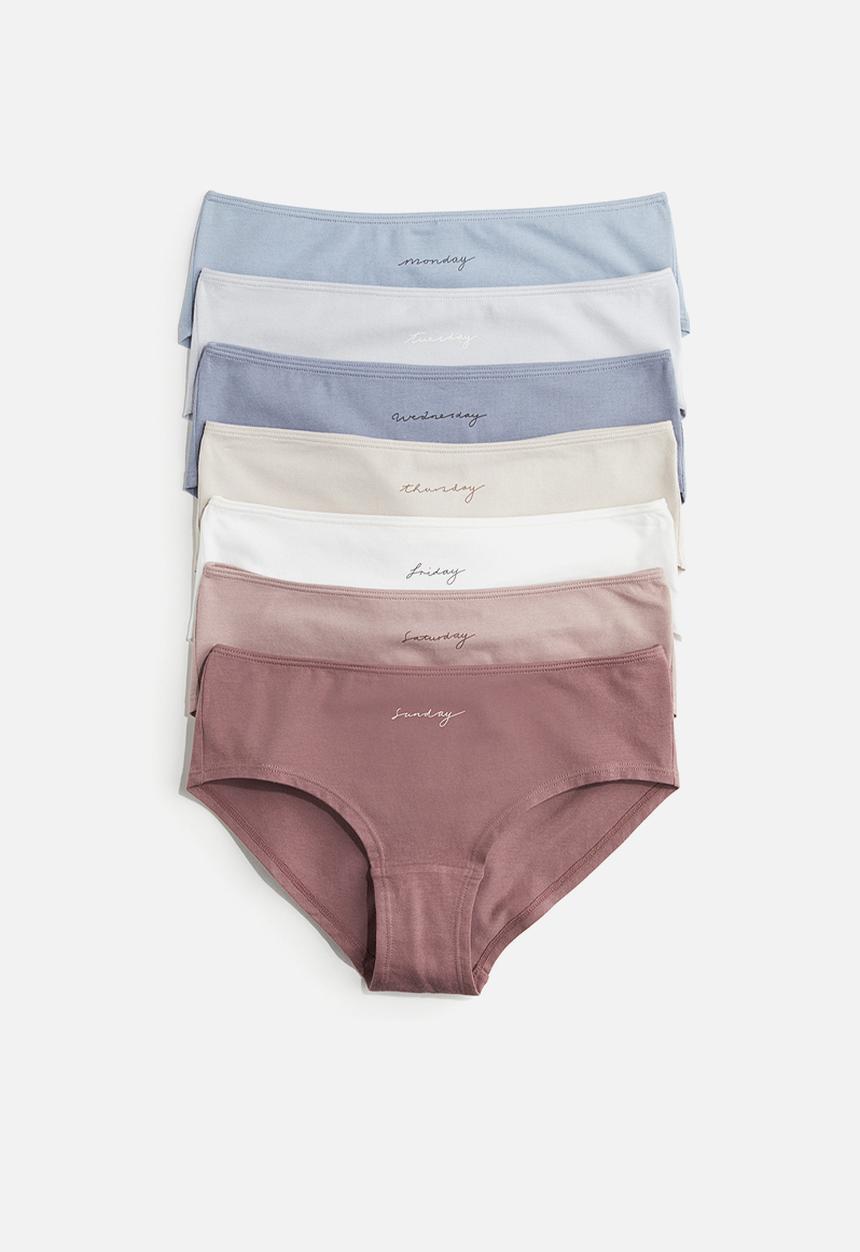 H&M - 7-pack hipster briefs - blue,beige,white,pink